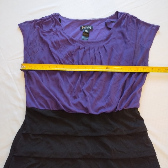 En Focus Studio Sz 12 P Women Black Purple Sleeveless Front Ruffled Pencil Dress - Picture 5 of 7